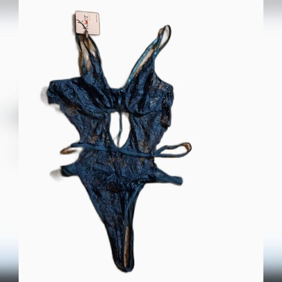 Klier forest green floral lace teddy, nwt (imported from China) - Picture 2 of 10